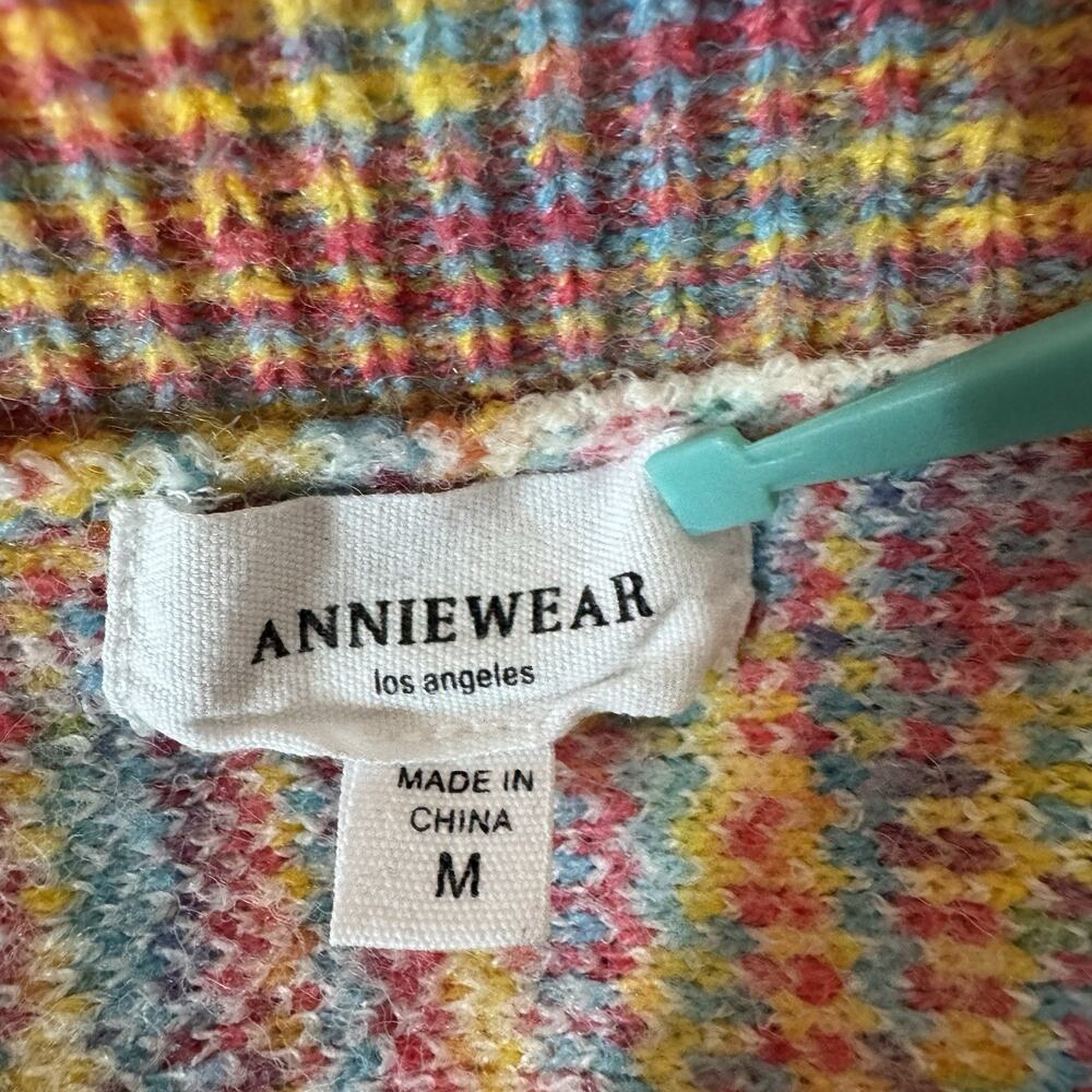 Anniewear Cardigan Sweater Women's Medium Colorful Open Front Checkered Pattern - Picture 3 of 7